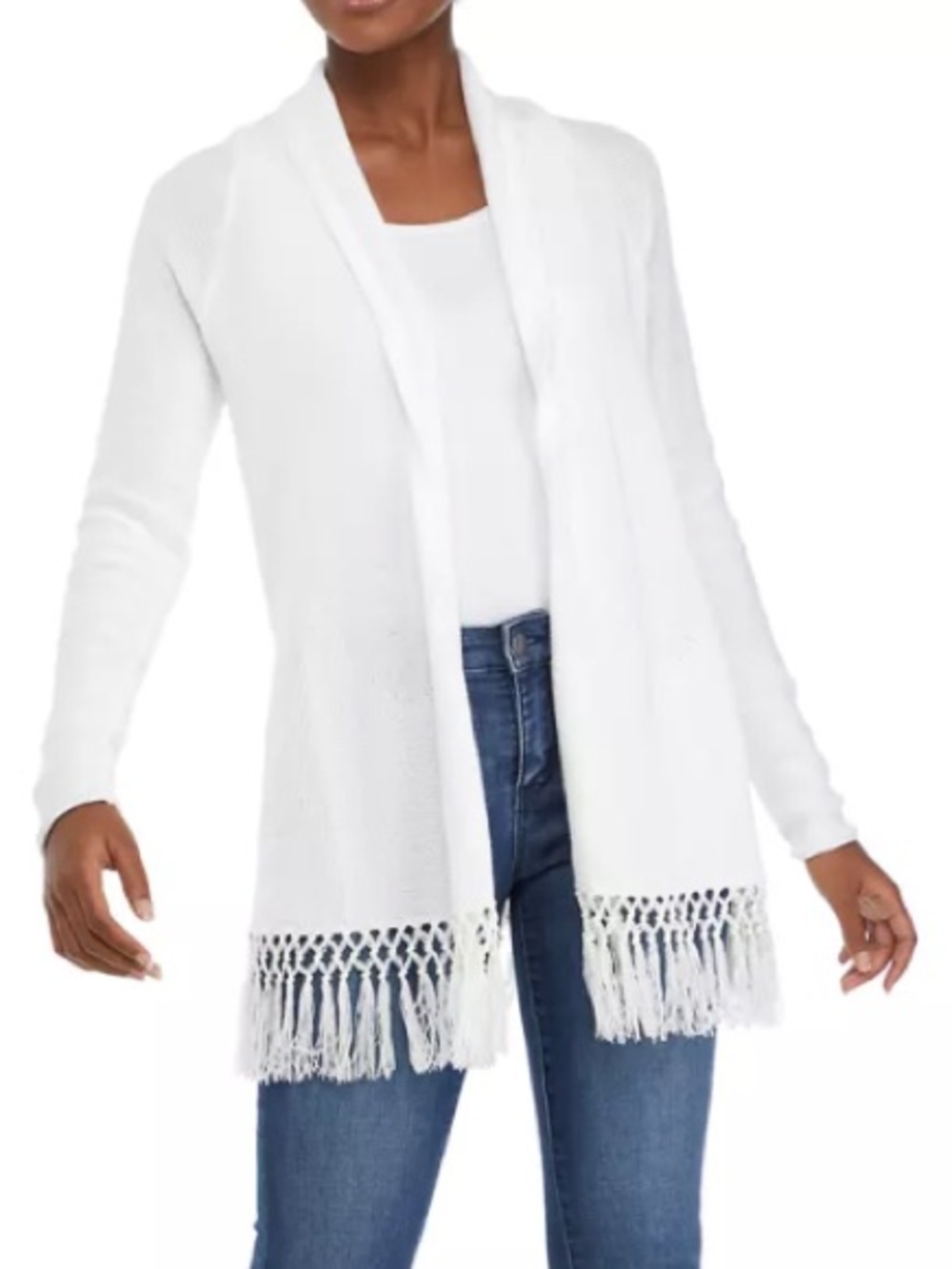 Lilly Pulitzer Tatum Long Fringe Hem Cardigan Resort White XS